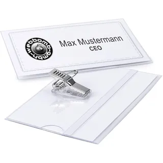 10 x Namensschilder Profi Namensschild-Halter Betriebsausweis Halter Ausweishalter mit Clip + Nadel 10 Stück