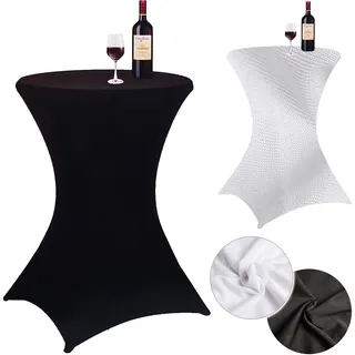 alles-meine.de GmbH Tischhusse/Tischüberzug - Uni/einfarbig - weiß & schwarz - Ø 70-90 cm - Höhe: 100-120 cm - universal Größe - Stehtisch - Stehtischhusse - Stretch STO..