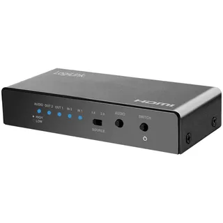Logilink HDMI-Switch 2x2-Port, 4K/60 Hz, EDID, HDCP, HDR, Downscaler