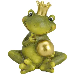 Froschkönig deko mit Kugel Gartendeko Keramik Figuren Gartenfiguren Frosch (Nachdenklich)