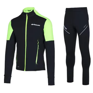 Airtracks Herren Winter Thermolaufset (2-tlg.) Pro Line Laufshirt Langarm + Laufhose Lang schwarz L