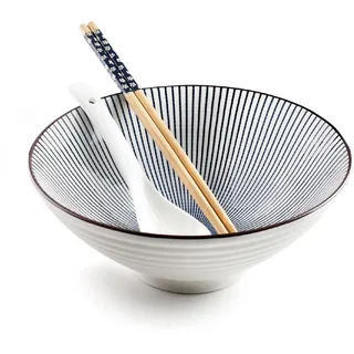 Ibili - Set für Ramen Hakata, Schüssel + Löffel + 2 Stäbchen, Porzellan