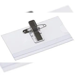 Europel Namenschild mit Kombiklemme 75x40mm / 24 Stück transparent