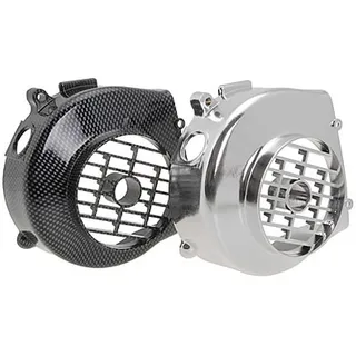 Lüfterabdeckung STANDARD chrom kompatibel mit REX RS 450, Kymco Agility 50 | Lüfterradabdeckung China GY6 4T 50, Codes QM50QT-6A, KG10SA; kompatibel mit BAOTIAN BT49QT-10 4T AC, ZNEN A9 50 BN139QMB
