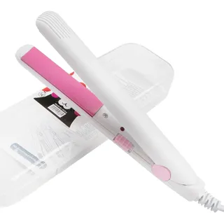 Mini Glätteisen Tragbar Mini Lockenstab Reise-Haareisen 2 in 1 für kurzes Haar, Pony Haare zu Hause oder im Salon (Weiß)