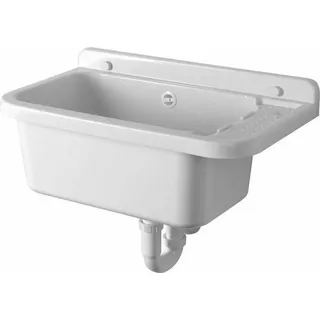 Hänge-Ausgussbecken mit Ablagefläche 60x34cm, Kunststoff, Weiß - Weiß