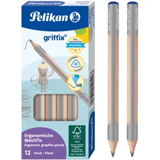 Pelikan griffix ergonomische Dreikant-Bleistifte aus Holz, Minen-Stärke HB, 12 Stück
