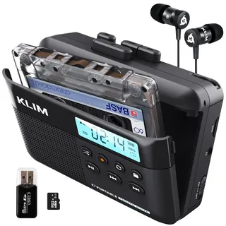 Kassettenspieler - Kassettenrekorder - Cassette Player - Kassetten Digitalisieren - Tragbarer Kassettenrekorder - Mikrofon & Lautsprecher - Wiederaufladbarer Akku - In-Ear-Kopfhörer - 8GB SD-Karte