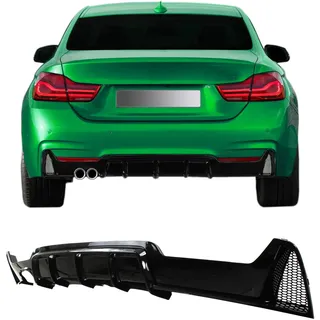 JOM 5111335JOM Heckansatz Diffusor Heckdiffusor Heckschürzeneinsatz im Sport Look für F32 F33 F36 für Doppelrohr-Auspuff linke Seite,