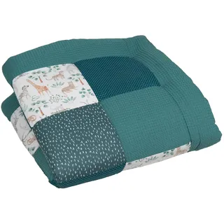 ULLENBOOM Krabbeldecke für Baby mit Personalisierung, 100% OEKO-TEX Materialien, Madagaskar 100x100 cm - Babydecke mit Namen und Datum, ideal als Spieldecke und personalisiertes Geschenk zur Geburt