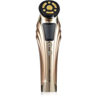 MiSMON Elektrisches Gesichtsmassagegerät für den Heimgebrauch mit RF EMS, Wärme- und Kältemodus, LED-Lichttherapie, strafft die Haut, verbessert die Hautfeuchtigkeit, Anti-Aging, MS-302C (Golden)