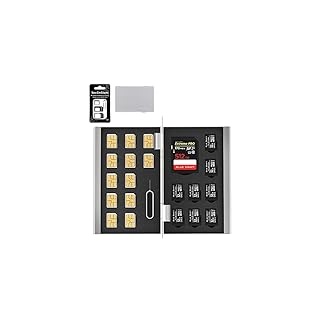 Bluecraft SD/SIM-Karte 2-in-1 Hybrid-Gehäuse (Max.21 Slots, 1 SD + 8 microSD + 12 Nano SIM) Slim Aluminium Antistatisch mit SIM-Karten-Adaptern und Entfernungswerkzeug (Silber)