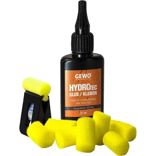 Gewo HydroTec Tischtennis Kleber auf Wasserbasis - ITTF zugelassener Belagkleber für Tischtennisschläger, lösungsmittelfreier Kleber für alle TT-Beläge, mit Klammer und Applikatorschwämmen, 37 ml