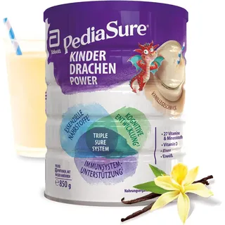 Pediasure Kinder Drachen Power Vanille 850g - für Kinder ab 3 Jahren | 27 Vitaminen & Mineralien, Protein, Triplesure Komplex für: Wachstum, Immunität, Kognitive Entwicklung
