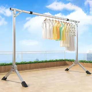 TapferBahn KleiderstäNder Klappbar,Verstellbarer Kleiderständer,Robuster Edelstahl-Wäscheständer,Mobiler KleiderstäNder,mit 20 winddichten Haken,12 Clips,für Waschküche,Schlafzimmer,Balkon