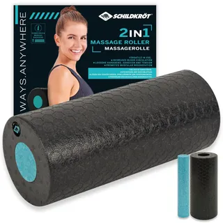 Donic Schildkröt Schildkröt 2in1 Massagerolle | 2-teiliges Selbstmassageset mit entnehmbarem Kern | mittlere Härte | Faszienrolle für funktionales Training