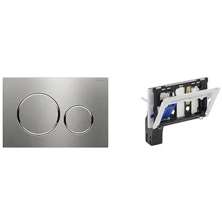 Geberit 115.882.SN.1 Sigma 20 Betätigungsplatte, Edelstahl poliert/gebürstet, Mehrfarbig & 115610001 Einwurfschacht für Unterputz-Spülkasten 115.610.001, Reinigungswürfel
