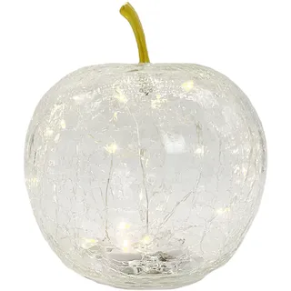 Knüllermarkt 33975 I LED Deko Glas Apfel klar Obst Dekoration Schrank Fensterbank Tisch batteriebetrieben Balkon Terrasse Wintergarten Wohnzimmer
