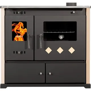 Prometey EEK A+ Kaminofen mit Backfach und Herdplatte Practik Lux Holzofen 9,5 kW Kamin Ofen Dauerbrandofen Werkstattofen Schwedenofen Hüttenofen Heizofen