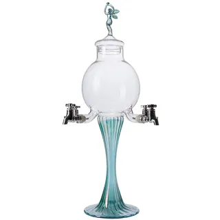 Absinth Fontäne Boule Green Line von ALANDIA | Mundgeblasenes Glas | Grüne Fee als Deckel | 4 Hähne