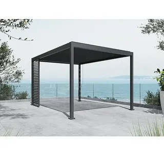 Sunfun Lamellenpavillon Set Milos  (B x T: 386 x 294 cm, Night-Grey, Aluminium, 2 -tlg.)