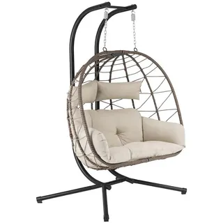 Juskys Korbhängesessel Aria Beige 2 Personen