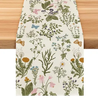 Frühling Blumen Tischläufer, Tischläufer Ostern Frühlings Deko, Frühlingstischdecke Läufer, Tischdecke Frühling für Osterns, Frühlin Party 33x183 cm (A)