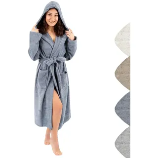 gowoll Bademantel mit Kapuze Damen und Herren aus 100% Baumwolle, Morgenmantel Frottee Kuschel, Saunamantel Warm und Kuschelig, Schnelltrocknend Weich Saugstark Bademäntel (Anthrazit XL-XXL) - XL-XXL