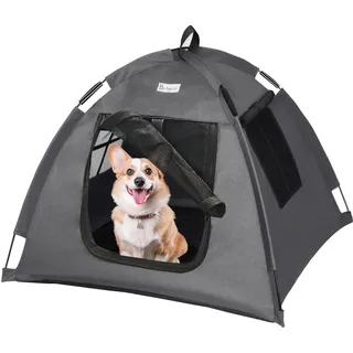 Babyezz Hunde/Katzenzeltbett, Wasserdichtes Tipi Zelt,Atmungsaktives,Waschbares Hundehaus Für Drinnen Und Draußen,Tragbares Hundehöhle/Katzen Höhle,Für Kätzchen,Welpen (Grau, S)