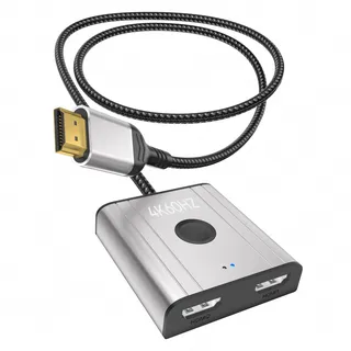 HDMI Switch,0,5M 4K@60Hz 2K@144Hz HDMI 2.0 Splitter hdmi-Umschalter 2 in 1 Out or 1 in 2 Out HD MI-Splitter-Umschalter(Es Wird Immer nur EIN Monitor angezeigt),HDCP 2.2 UHD 3D für PS5/4,Xbox,TV Stick