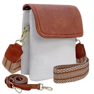 ehsbuy Handytasche zum Umhängen Damen Vegan Leder Crossbody Kleine Handy Umhängetasche mit 1 Verstellbarem Breitem Riemen und 1 Lederriemen Damen Geldbörse Schultertasche