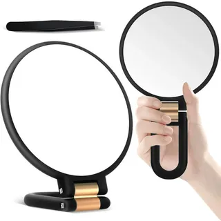 OWLMATE Vergrößerungsspiegel 30fach, Kosmetikspiegel mit Vergrößerung, Handspiegel mit Griff Faltbarer Schminkspiegel für Präzisions Makeup Mattschwarz