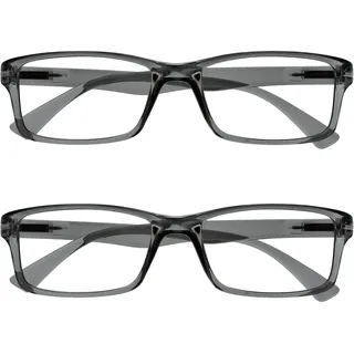 The Reading Glasses Company Die Lesebrille Unternehmen Grau Leser Wert 2er-Pack Designer Stil Herren Damen Lesehilfe RR92-7 +2,00