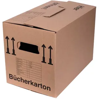 50 x Bücherkarton Umzugskarton Aktenkarton 500 x 300 x 350 mm bis 40 kg mit stabiler starker Doppelwelle, Menge wählbar von 5 bis 240 Stück