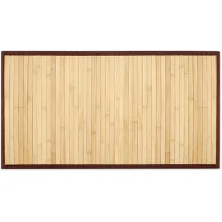 Navaris Badvorleger Bambus mit Stoffrahmen - 80x43cm Holz Bad Vorleger Bambusmatte für Badezimmer - Duschmatte Badematte Läufer - Holzmatte in Braun