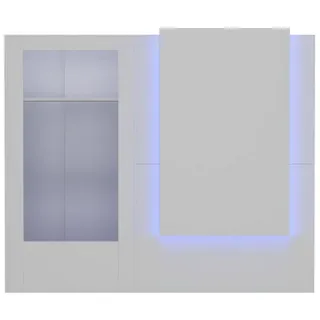 FUFU&GAGA Empfangstheke mit Tastaturschublade und 2 Schränken, Lichtleisten, 120 x 122 x102 cm weiß