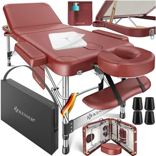 Kesser KESSER® Massageliege klappbar & höhenverstellbar 3 Zonen Massagebett Massagetisch Kosmetikliege Therapieliege Aluminium + 10x Gesichtsauflage mit Kopfstütze Armlehnen & Tasche