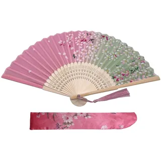 Kibon Faltbare Fächer, Handfächer, Bambusfächer mit Quaste für Geburtstagsgeschenke, Tanzen, Cosplay, Hochzeit, Party, Requisiten-Dekoration
