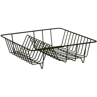 Testrut axentia 250011 Geschirrabtropfkorb - Abtropfgitter aus Draht - Geschirrständer mit Kunststoffüberzug schwarz - Geschirrkorb 35 x 9,5 x 34 cm - Abtropfgestell für Teller und Besteck - Küchenhelfer