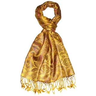Lorenzo Cana Luxus Herren - Schal Schaltuch jacquard gewebt 100% Seide Paisley Muster Seidenschal Seidentuch Gold Gelb 7863811 - 70 x 190 cm