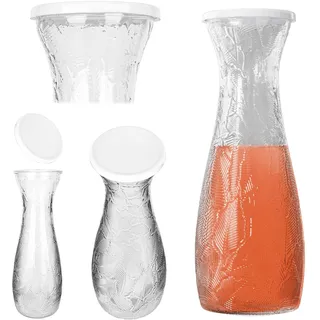 KADAX Glaskaraffe 1L mit Deckel, 1 Stück, leere Karaffe zum Befüllen für Wasser, Saft, Eistee oder Limonade, Wasserkaraffe aus Glas, Saftkaraffe, Weinkaraffe