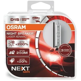 Osram Xenarc Night Breaker Laser D1S, +200% mehr Helligkeit, HID Xenon-Scheinwerferlampe, 66140XNL-HCB, Duo Box (2 Lampen)