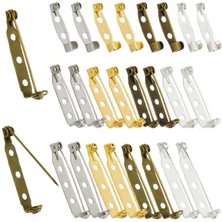 SOFPLATE 1 Box 120 Stück 12 Stile Silberfarbene Barren Anstecknadel Verschluss Anstecknadeln Goldfarben Bunt Eisen Sicherheitsverschluss Abzeichen Beschläge Zubehör Für Schmuck Abzeichen Barren Namens