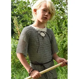 Battle-Merchant Battle Merchant Rostfreies Kettenhemd für Kinder aus verzinktem Stahl (Silber/164)