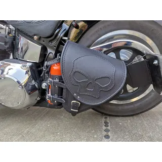 ORLETANOS Diablo Skull Schwingentasche Satteltasche kompatibel mit Harley Davidson Softail Heritage Starrahmen Fat Bob 2018 Tasche Motorradtasche