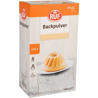 RUF Backpulver, Großpackung, zum Backen von Kuchen, Brötchen und Waffeln, zur Reinigung im Haushalt geeignet, glutenfrei, vegan, Profi Line, 1000g