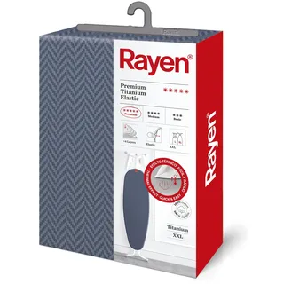 Rayen | Universal Bügelbrettbezug Elastischer Bügelbrettbezug | 4 Schichten: Schaumstoff, 100% Baumwollgewebe, Titanium-Qualität | Premium XXL Serie | Maße: 150 x 55 cm Dunkelblau