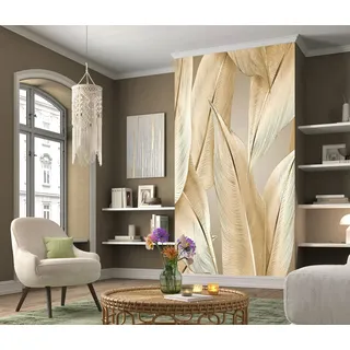 Newroom Vliestapete Yona Gold Tapete Mustertapete Palmenblätter,Palmen,Blätter, [ 1,5 x 2,7 m ] großzügiges Motiv - kein wiederkehrendes Muster - Fototapete Wandbild Palmenblätter Palmen Blätter Made in Germany, Dschungeltapete goldfarben