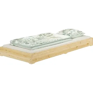 Niederflurbett Gästebett 90x200 Kiefer lackiert Bodenbett Stapelbett mit wählbarem Zubehör V-60.69K-09ohne Zubehör - Naturbelassen