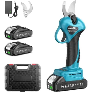 Seesii Akku Astschere, 33mm Elektrische Gartenschere Mit Akku Mit 600w Bürstenlosem Motor, Akku-baumschere Mit 4000mah Batterien & Ladegerät, Sk5 Bypass Ersatzklinge, Geschenk Für Gärtner & Obstbauern